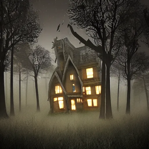 Prompt: village horror house forest darkness dark unreal render