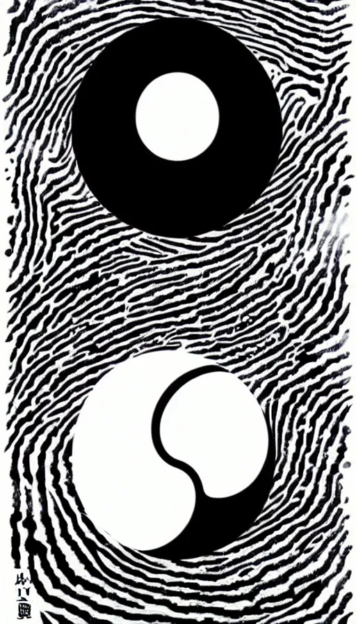 Image similar to Abstract representation of ying Yang concept, by Yoshihiro Togashi