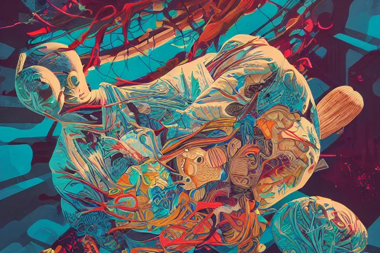 Prompt: throwing brain, tristan eaton, victo ngai, artgerm, rhads, ross draws