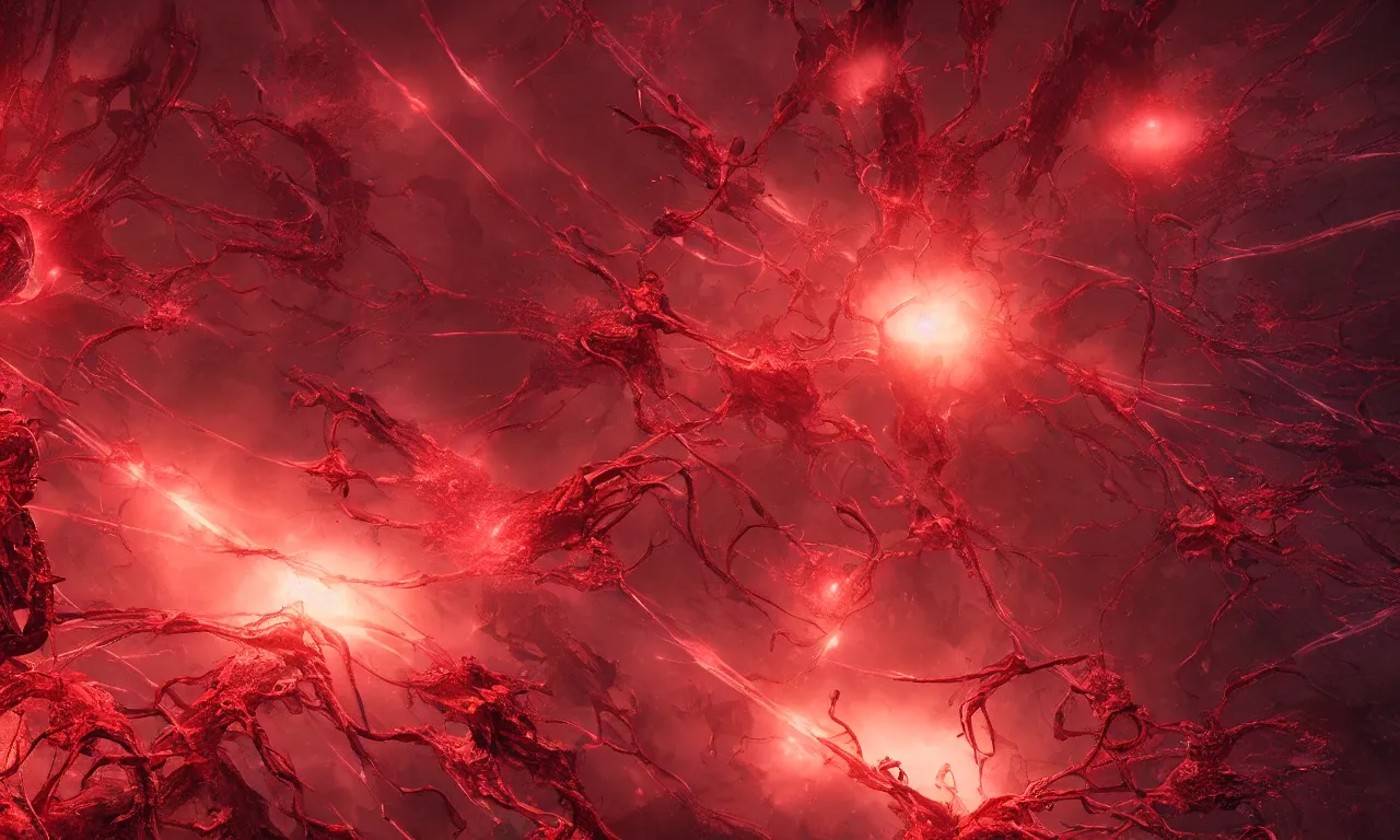 Image similar to A bloody red neurological network spanning across the galaxy,, realistic 4k octane beautifully detailed render, 4k post-processing, highly detailed, intricate complexity, epic composition, magical atmosphere, cinematic lighting, masterpiece, ultra hd