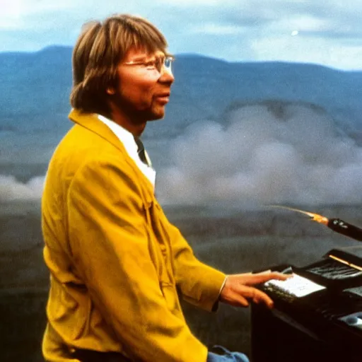 Prompt: john denver watching a nuke that is about to drop on west virginia from afar