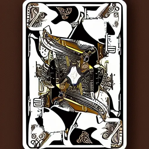 Prompt: futuristic steampunk playing card design