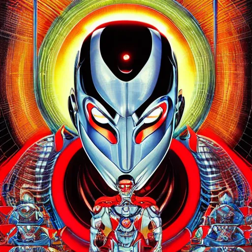 Image similar to portrait of ultraman, symmetrical, by yoichi hatakenaka, masamune shirow, josan gonzales and dan mumford, deayami kojima, takato yamamoto, barclay shaw, karol bak, yukito kishiro