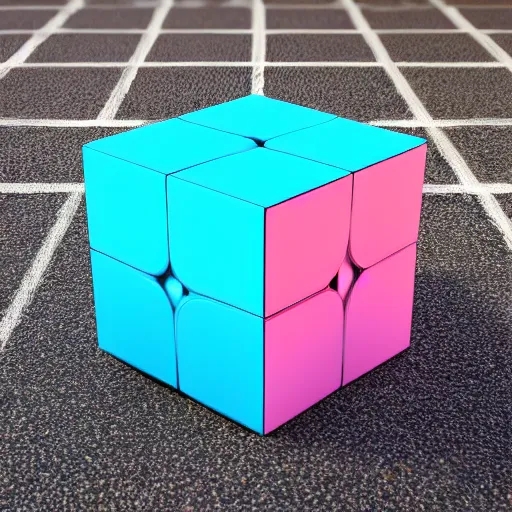 Image similar to a strange cube in the style of a retro 8 0 s cgi