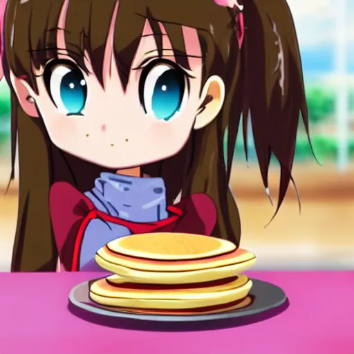 Prompt: an girl anime make pancake