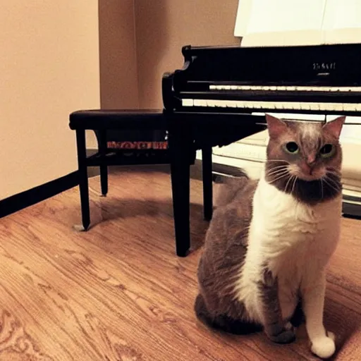 Prompt: “ cat sitting on piano ”