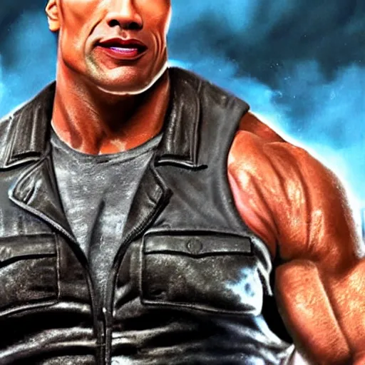 Image similar to dwayne the rock johnson as the terminator, ultra detailed, photorealistic