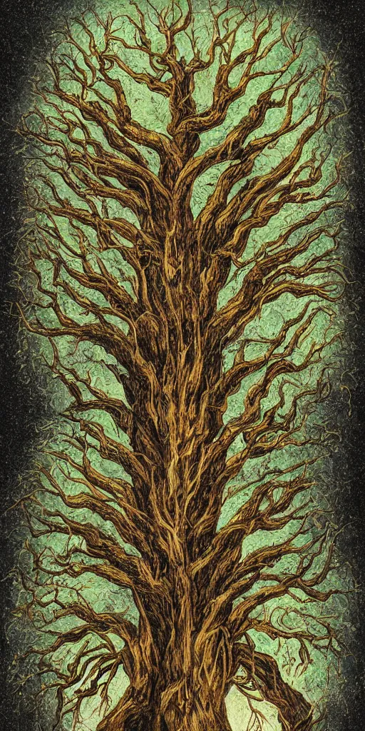 Image similar to a detailed portrait of the ancient tree of power