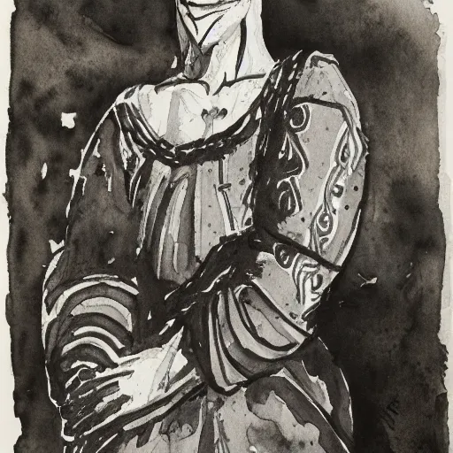 Prompt: the fool, black and white watercolor