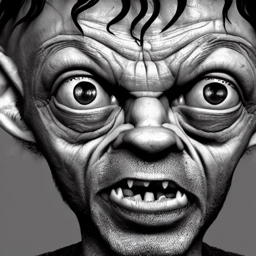 Image similar to matteo salvini as gollum from lord of the rings, artstation, highly detailed, digital art