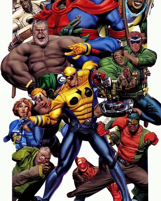 Image similar to big daddy comic panel / graphic art / 8 k uhd resolution / character, movement, face details, dynamic movement, dynamic posse details / 8 k uhd style alex ross, don lawrence's, jamal campbell, bilquis evely, akira hiramoto, barry windsor - smith and russel dauterman