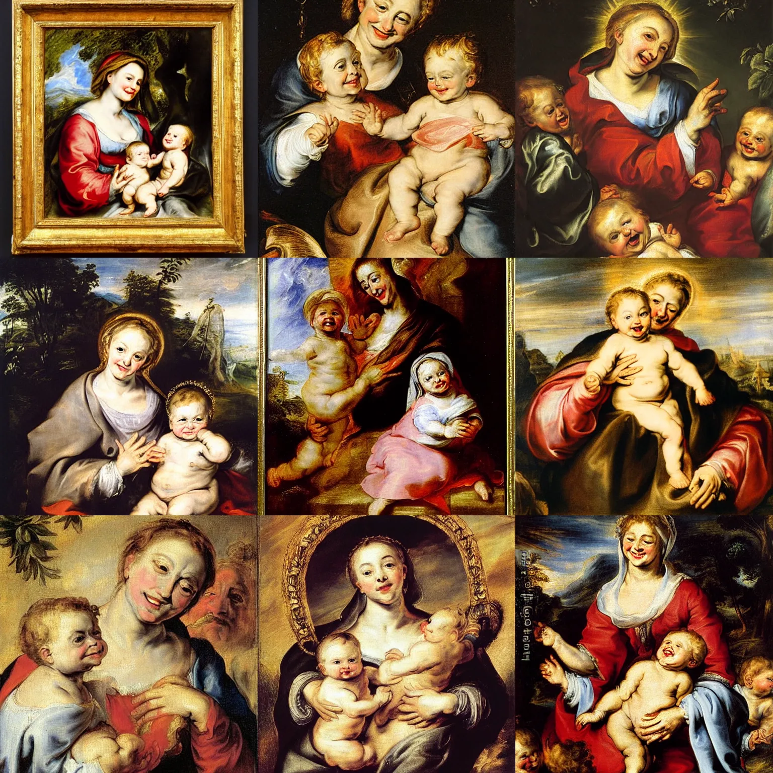 Prompt: Peter Paul Rubens painting of The Happy Madonna