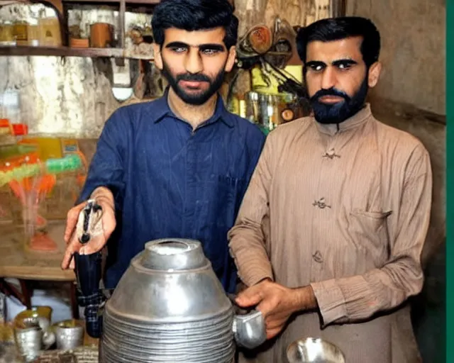 Prompt: chaiwala with a cybernetic hand