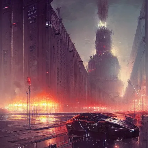 Image similar to moscow in future, kiber punk, greg rutkowski