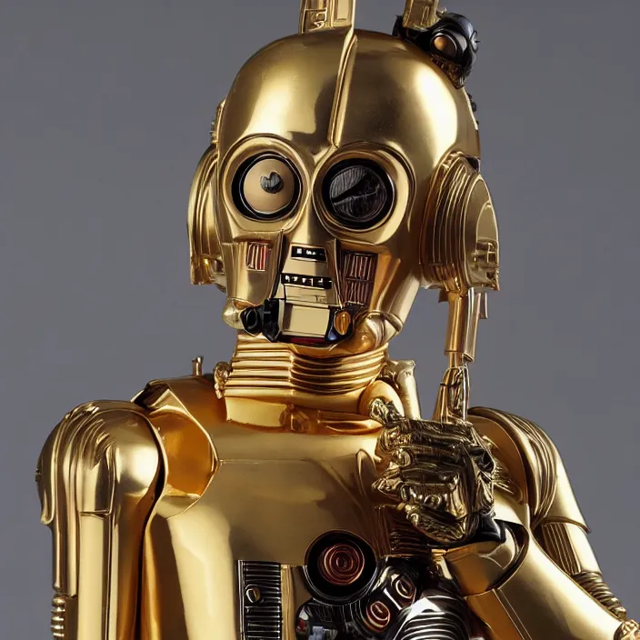 Prompt: a detailed figure of c - 3 po, first 4 figures, detailed product photo