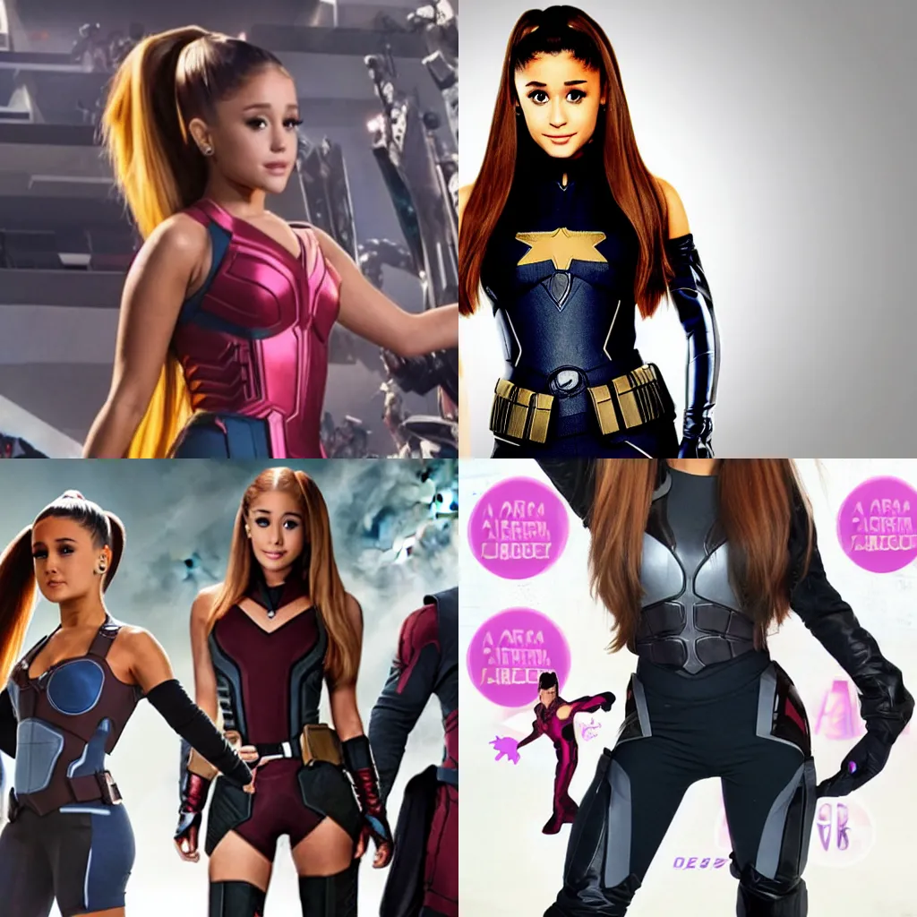 Prompt: Ariana Grande as a member of the Avengers