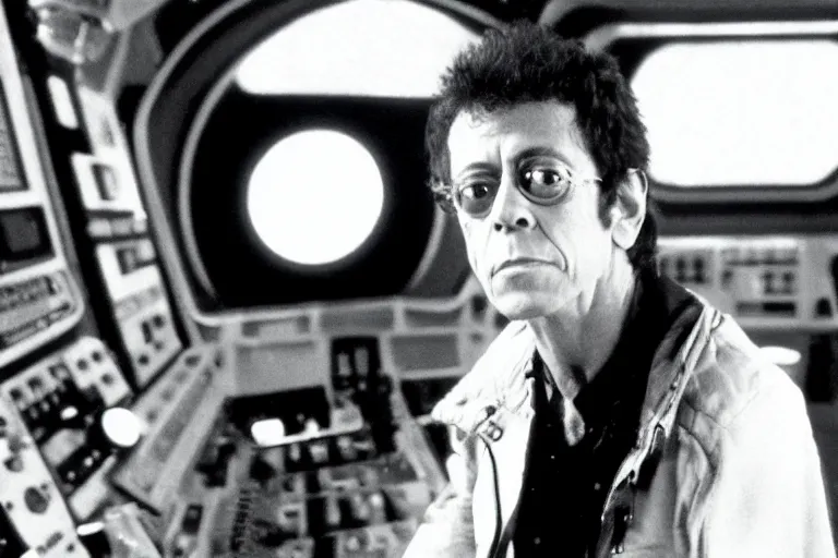 Image similar to lou reed on the bridge of a starship, movie still