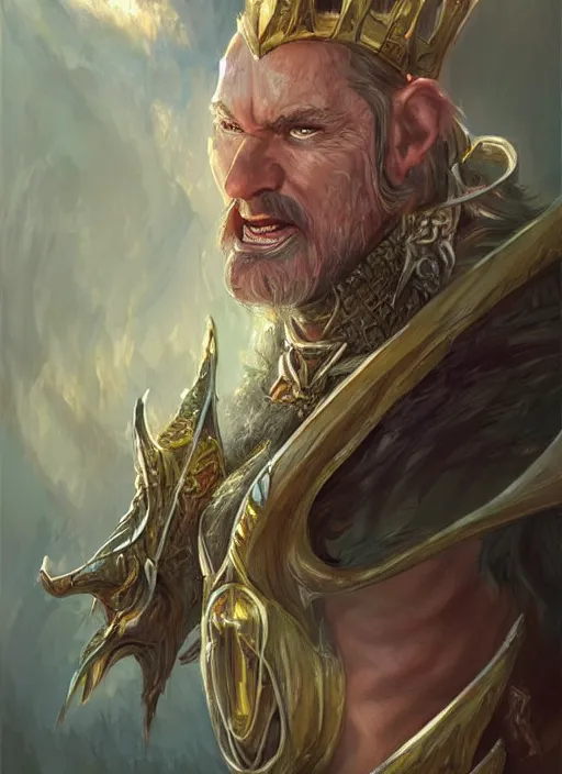 Image similar to king, ultra detailed fantasy, dndbeyond, bright, colourful, realistic, dnd character portrait, full body, pathfinder, pinterest, art by ralph horsley, dnd, rpg, lotr game design fanart by concept art, behance hd, artstation, deviantart, hdr render in unreal engine 5