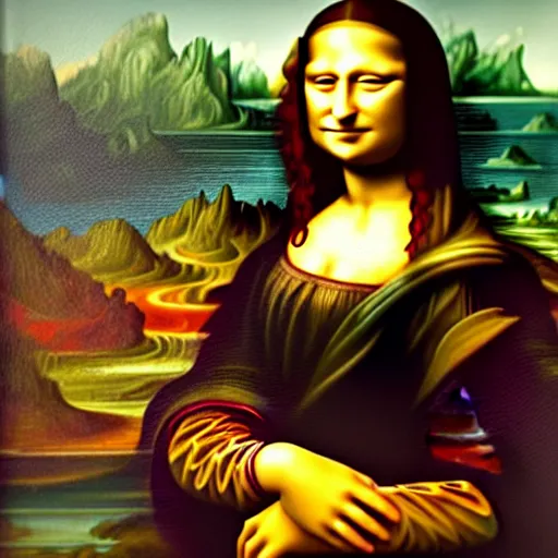 Prompt: a perfect replica of the mona lisa, painting