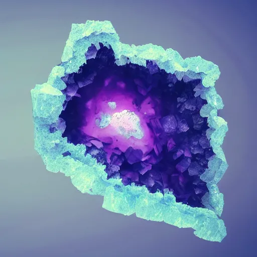 Image similar to a crystal geode split open to reveal a small universe, photography, 4k, octane render, detailed