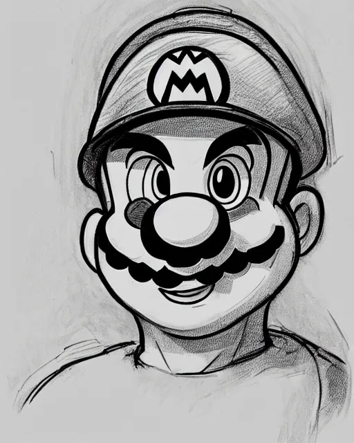 Image similar to super mario on the stand, court room sketch, fine details, concept art, extremely detailed, black and white, very sharp, in the style of elizabeth williams