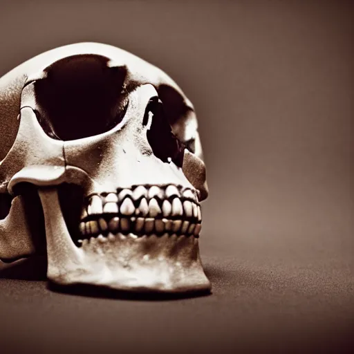 Prompt: a studio photograph of a skull goblet, solid color background, DSLR photography