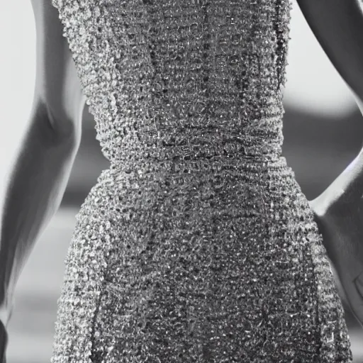 Image similar to close up of a fashion model in luxury dress, official chanel editorial, highly detailed