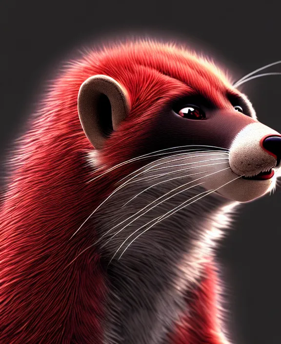 Image similar to furry - male - red - black - weasel - detective - fursona uhd ue 5 visual novel expressions, photorealistic, trending on weasyl