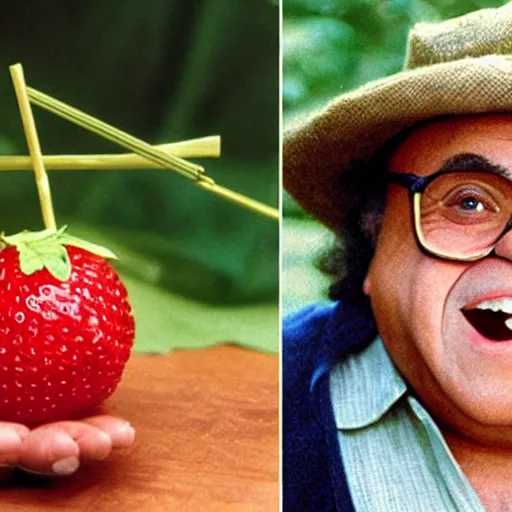 Prompt: danny devito as straw berry