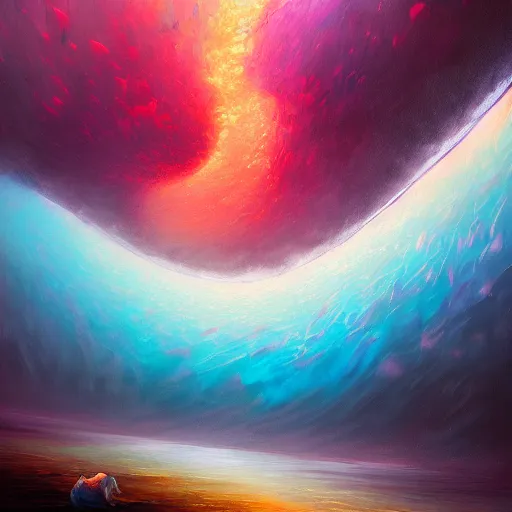 Image similar to the laws of physics break down and there only an infinite present, in which all points in time are equally real. surrealist acrylic painting by andreas rocha and alena aenami, pastel colors, featured on artstation, metaphysical, fluid acrylic pour art, airbrush art, abstract cosmic art