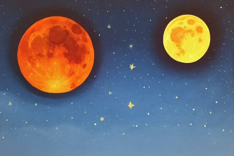 Prompt: moon eclipse at night, art in the style of adriana molder