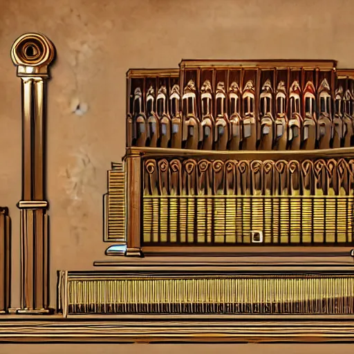 Prompt: 2.5d pipe organ video game concept art, unique, organic, award winning