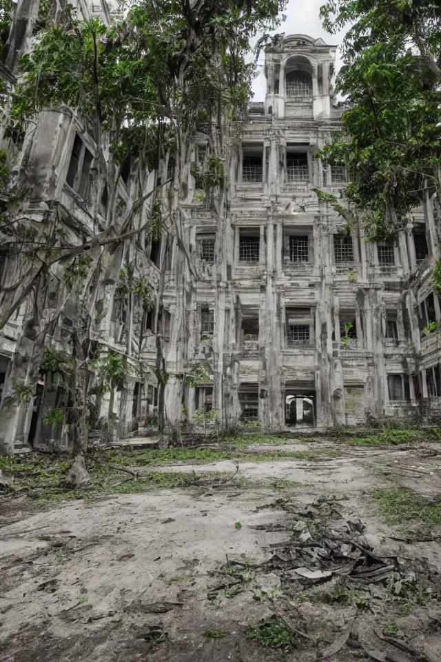 Image similar to a portrait of an abandoned de la salle university in the manila campus