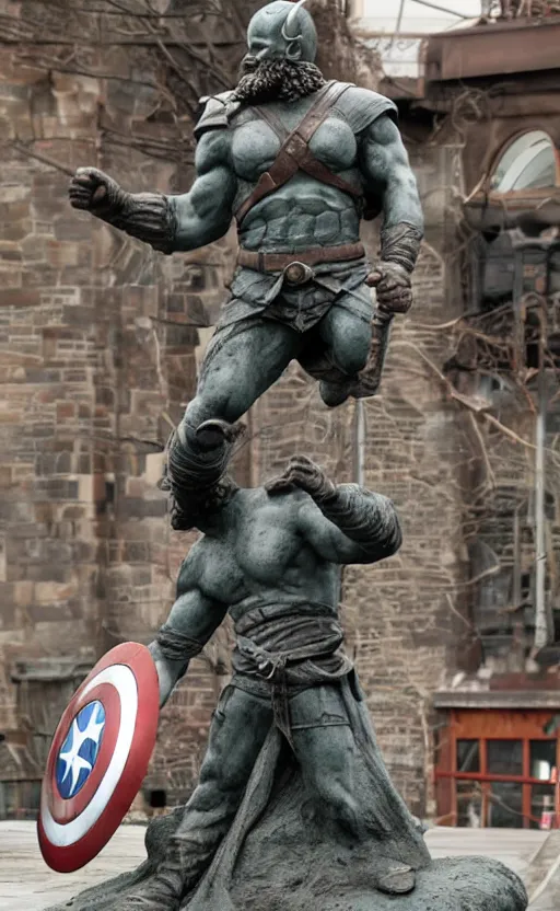 Image similar to Statue of viking Captain America