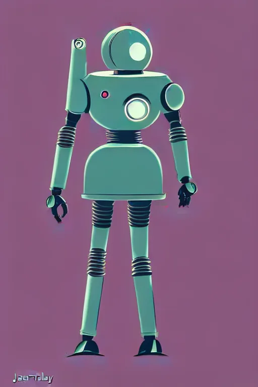 Prompt: 1 9 5 0 s retro future robot android valkery. muted colors. by jean - baptiste
