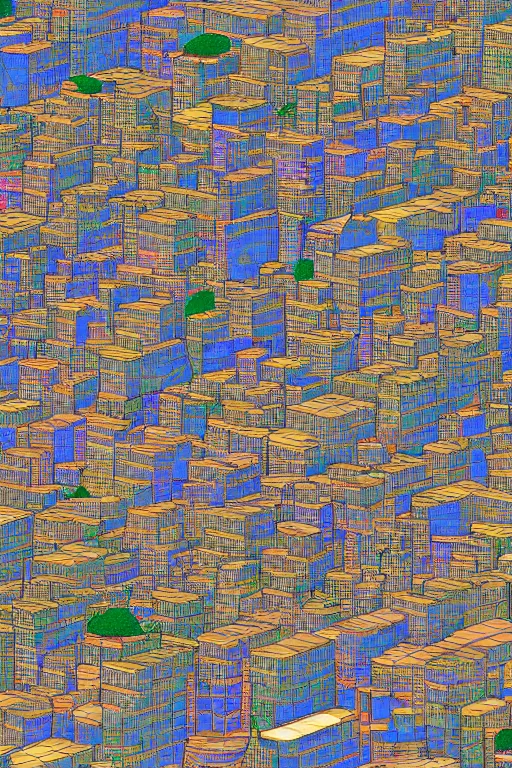 Image similar to favelas in rio, height map, bump map, diffusion map, 3 d, highly detaled, raised image, by piet mondrian