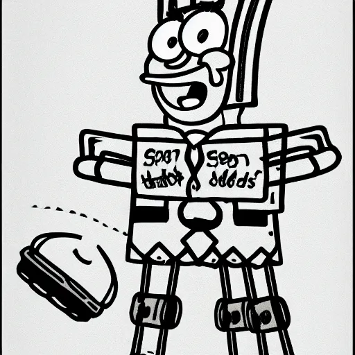 Prompt: detailed anatomical drawing of SpongeBob with text labels