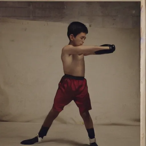 Image similar to anime still of a boy boxing, studio ghibil style,