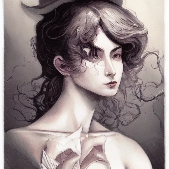 Image similar to a highly detailed beautiful portrait in the style of charles dana gibson and in the style of peter mohrbacher.