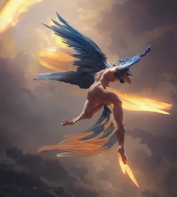 Image similar to a phoenix flying in an epic scene, bio luminescent, plasma, by ruan jia and artgerm and range murata and wlop and ross tran and william - adolphe bouguereau and beeple. key art. fantasy illustration. award winning, artstation, intricate details, realistic, hyperdetailed, 8 k resolution.