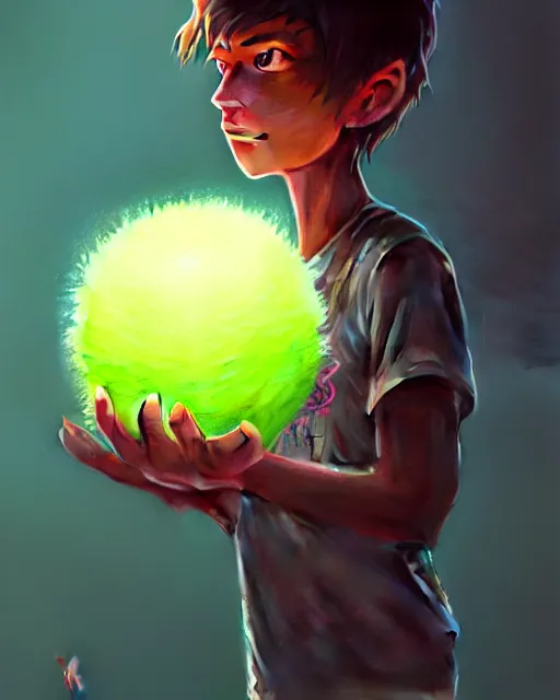 Image similar to highly detailed vfx portrait of a character of a tennis ball monster stephen bliss, chalk, unrealengine, greg rutkowski, loish, rhads, beeple, chalk, makoto shinkai and lois van baarle, ilya kuvshinov, rossdraws, tom bagshaw, basil gogos