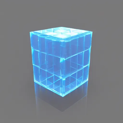 Prompt: 3 d render of a transparent glass tesseract