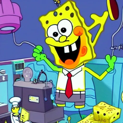 Prompt: SpongeBob SquarePants in an operation operating room