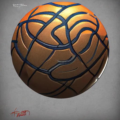 Image similar to a dungeons and dragons mimic shaped as a basketball, digital art