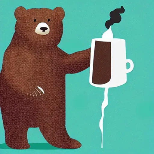 Prompt: a realistic photo of a bear making coffee in a coffee shop