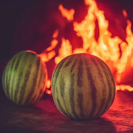 Image similar to photo of a burning melon