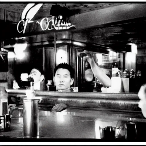 Prompt: poseurs bar, washington dc 1 9 8 9, wong kar wai