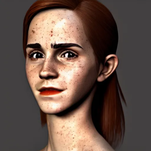 Image similar to full body textured film grain freckled face scratches and smudges hairy emma watson as a pixar character cgsociety octane render unreal engine redshift render trending on artstation trending on artstation render blender behance cg superhero