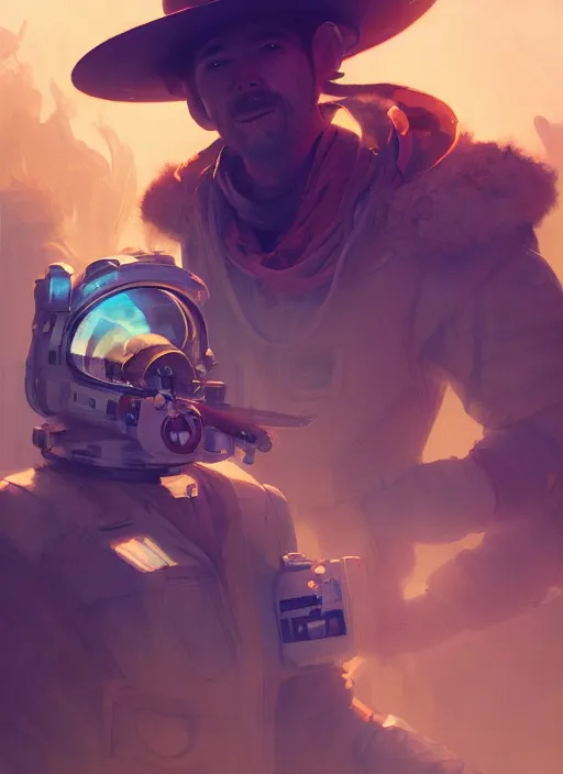 Prompt: The Space Cowboy standing outside of a space station smoking his cigar, extremely detailed digital painting, in the style of Fenghua Zhong and Ruan Jia and jeremy lipking and Peter Mohrbacher, mystical colors, rim light, beautiful Lighting, 8k, stunning scene, raytracing, octane, trending on artstation