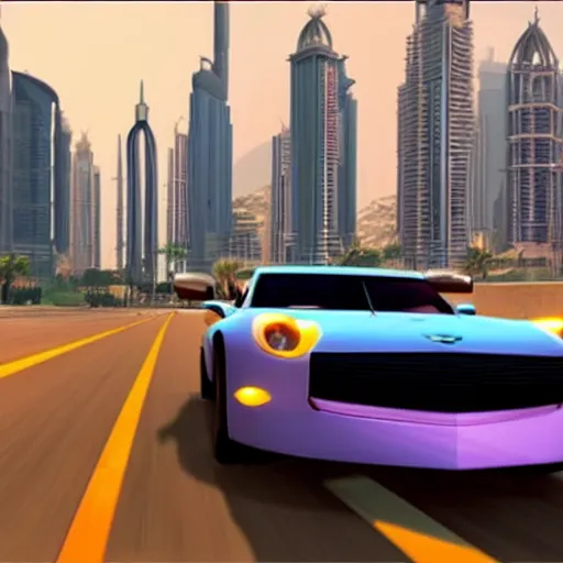 Image similar to gta : dubai by pixar